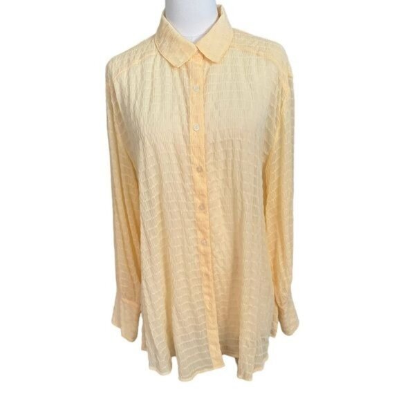 Free People Love Life Sheer Buttondown in Sundappled Size Small - Picture 5 of 10